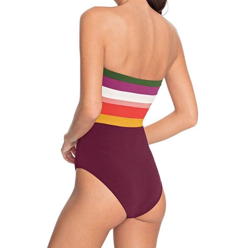 Robin Piccone Strapless One-Piece Swimsuit – Size 8 – Multicolor Stripe NWOT